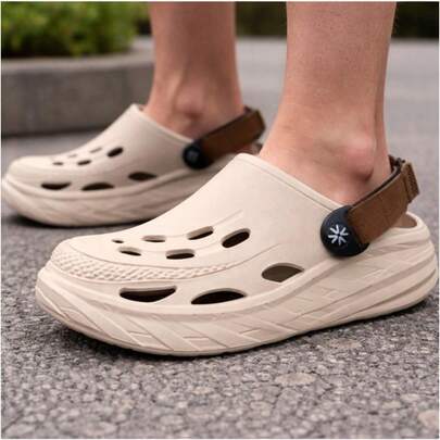 Zuecos, Sandalias, Beige, Cafe, Hombre, 27, Elegante, Sofisticado, Combinable, Detalle marron, Moderno, Confort, Durable, Ajustable, Talla unica, Disponible, Paseos, Deporte, Aire libre, Casa