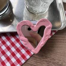 粉色荷叶边心形手机支架，粘性/磁吸式可选，时尚金属手机桌面气垫折叠支架，慵懒握柄支架 - 粉色 - 查看 8