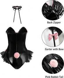 FCCAM Bunny Costume Adult Womens Bunny Bodysuit Halloween Cosplay Suit - trắng - Xem 5