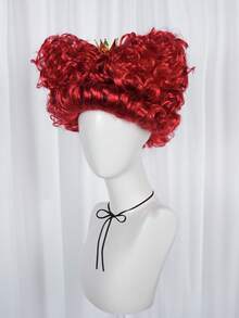 Women's Red Curly Short Beehive Wig With Crown, Heat-Resistant Synthetic Hair Wig Suitable For Halloween Costume Party - Red - View 5