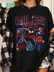 Miles Morales Retro Miles Morales Spiderss-Verse Graphic Tee, Spider-MMan-tröja - Svart - Visa 6