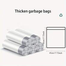 100pcs (5 Rolls) Thick Drawstring Trash Bags - Leak-Proof Kitchen, Bathroom, Home & Office Use, Durable Disposable Garbage Bin Liners - A - View 3