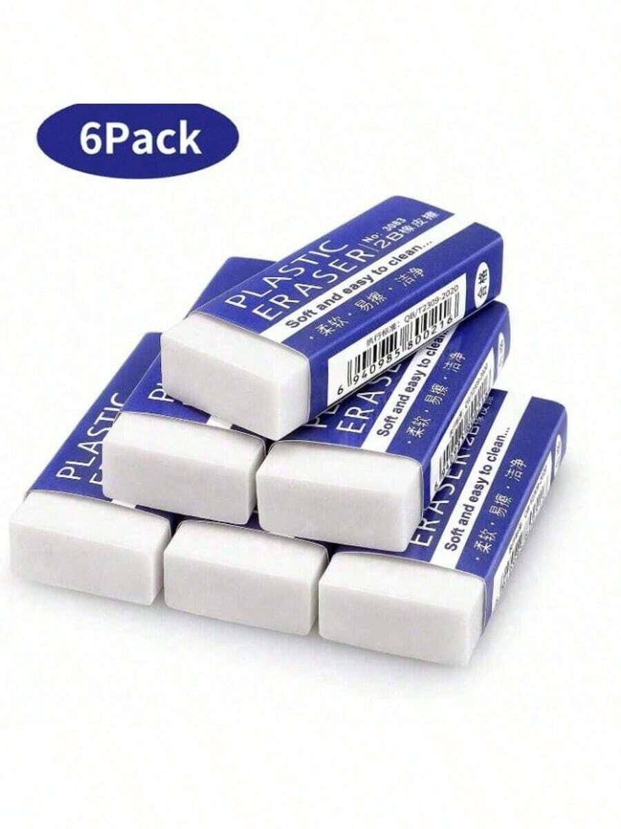 1-10 cái/gói Tẩy bút chì dùng cho trường học & văn phòng, Tẩy vẽ màu trắng, Tẩy mỹ thuật, Tẩy sạch không làm hỏng giấy, Thích hợp cho học sinh sử dụng hàng ngày, Vật dụng cần thiết khi bắt đầu năm học mới, Tẩy bút chì 2B màu xanh dương dùng trong kỳ thi.