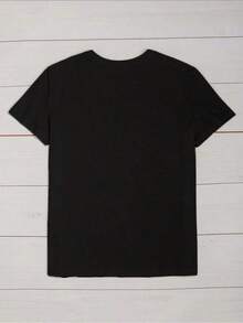 Women's Plus Size Single Rose Exquisite Precision Short-Sleeved Summer Sports T-Shirt - Black - View 2