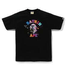 BAPE Us College Sta Tee A Bathing Ape Colorful Lettering Print Oversized Cotton T-Shirt - 黑色 - 查看 1