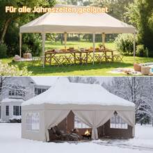DEVOKO Pop-Up Folding Pavilion, 3 X 3 M, Waterproof, Windproof Sunshade Pavilion For The Garden With Removable Side Panels For UV Protection - Beige - View 2
