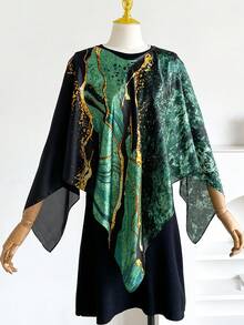 1 chiếc khăn choàng/khăn quàng cổ bằng chiffon mỏng nhẹ, thời trang, đa năng, thanh lịch dành cho nữ, thích hợp cho bãi biển, chống nắng, trang trí trang phục thường ngày, kỳ nghỉ. - Màu xanh lá cây đậm - Xem 3