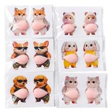 Pegatinas suaves 3D para la barriga, pegatinas de animales lindos como conejo, zorro, gatito, pegatinas suaves de burbujas para apretar, pegatinas antiestrés, pegatinas de masilla para aliviar el estrés, pegatinas decorativas DIY para botellas de agua, refrigeradores, fundas de teléfono, cuadernos, scrapbooking, regalos - Multicolor - Ver 3