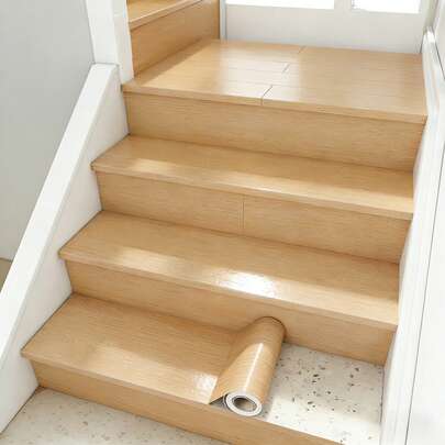 196,96 pulgadas Papel tapiz autoadhesivo de grano de madera vintage de PVC, resistente al agua, resistente al desgaste, fácil de limpiar, removible y reutilizable, adecuado para la renovación de escaleras, la transformación de pisos antiguos, la cobertura de azulejos, la decoración del hogar
