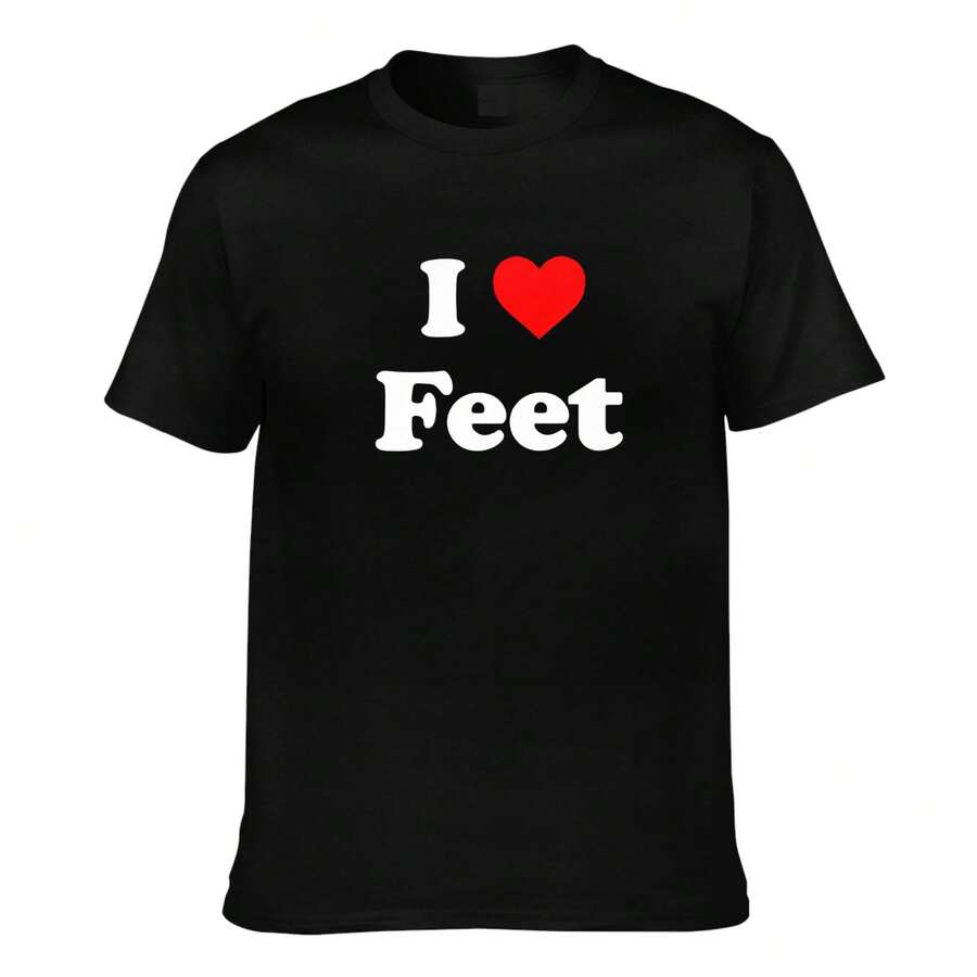 I Love Feet Funny Meme T Shirt Men Women Humor Gag Gift Casual Short Sleeve Tee Top.Jpeg - 黑色 - 查看 1