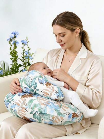 1个升级版哺乳枕，多功能哺乳枕两件套，大号哺乳枕带腰部支撑（枕套+枕芯），新生儿喂养垫，孕妇手臂枕，孕期用品，婴儿防吐奶枕带腰部支撑，柔软亲肤，缓解背部压力，妈妈和宝宝都舒适，四季皆宜，孕期用品，哺乳枕，完美礼物