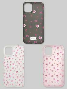 3 piezas Estuche de teléfono con estilo de niña dulce Y2K, con lazo floral, cubierta protectora suave de TPU semi-transparente mate anti-caída, estampado completo de patrón de rosa y corazón, 3 colores y patrones diferentes, compatible con la serie , adecuado como regalo de cumpleaños, uso diario para mujeres/estudiantes - Multicolor - Ver 25