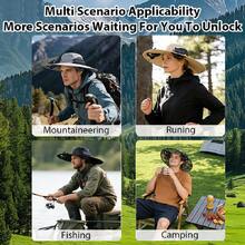 Wide Eave Solar Fan Outdoor Fishing Hat 2 Solar Fan Men's Hats With Built-In Solar Fan Fishing Hat Men's Fan Hat, Thermal Sensitive Worker, Lightweight Headwear, Adjustable Hat, Reinforced Stitching, High-Quality Textile, Cooling Head Cover, Essential Travel And Outdoor Partner - Black - View 5
