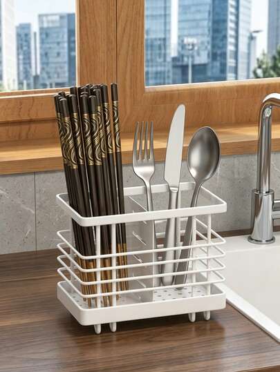 Draining Chopstick Holder,Kitchen Countertop Chopstick And Spoon Organizer,Household Knife And Fork Utensil Rack,Chopstick Basket,Towel Rack Decorative Utensil Holder,Multi-Functional Drainage Organizer With Cutlery Stand,Essential Kitchen Accessory