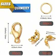 130pcs/Pack Jewelry Making Supplies Set, Includes 50pcs Open Jump Rings, 50pcs Bead Tips And 30pcs Lobster Clasps, Suitable For DIY Bracelet, Necklace And Other Jewelry Crafting. - Multicolor - View 2