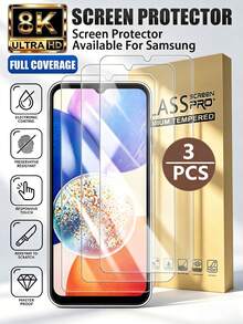适用于三星 Galaxy A13/A14 5G/A23/A34/A54/S24 FE/A54/A35/A15/A05s/S23 FE/S24 FE/A06/A36/A56/A26/A17/A07/S26 Ultra/S26 Plus/S26 系列的 3 片装高清钢化玻璃屏幕保护膜，防指纹涂层，防刮擦，表面光滑，防震，防摔，防碎裂 - 無色 - 查看 87