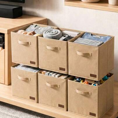 Foldable Storage Box 30x30x30 Cm – Minimalist Fabric Organizer Bin With Handles – Closet, Shelf & Home Storage
