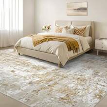 5x7 Rug for Living Room : Soft Abstract Washable Non-Slip Durable Rugs Neutral Modern Indoor Carpet for Bedroom Dining Room Home Office - Yellow Brown - Rectangular de 5 x 7 - Ver 3