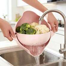 Double-Layer Vegetable Washing Basket, Fruit & Vegetable Cleaning Tool, Modern Creative Fruit Plate Suitable For Kitchen And Living Room - L - View 5