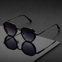 1pc Unisex Retro Steampunk Square Glasses, Lightweight And Durable, Suitable For Various Occasions - Black Frame - View 1