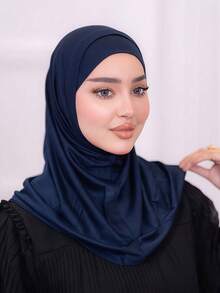 1pc Hijab Cap, Women's Middle Eastern Arabic Dubai Turkey Solid Color Classic Minimalist Casual Elegant Humble Modal Silk-Like Soft Breathable Comfortable Long Brim 2-In-1 Scarf Turban Jersey Hijab, Suitable For Daily Life, Festivals, Gatherings, Worship, Beach, Holiday, Travel Essential - Multicolor - View 13
