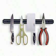 1 cái giá đỡ dao từ tính gắn tường, giá đỡ dao từ tính bằng kim loại ABS, dụng cụ nhà bếp - màu đen - Xem 8