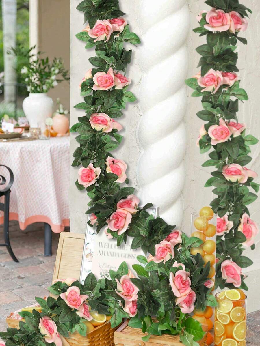 1 pièce Vigne de fleurs de cerisier artificielles, longueur 220 cm, blanc/rose, faite de matériau PE, plante artificielle, convient pour la Saint-Valentin, Pâques, le jardin, le restaurant, le mariage, le dortoir/bureau, les fêtes en plein air, l'anniversaire, la porte d'entrée, l'hôtel, le salon, la chambre à coucher, le banquet, la décoration de cuisine - Multicolore - Voir 1