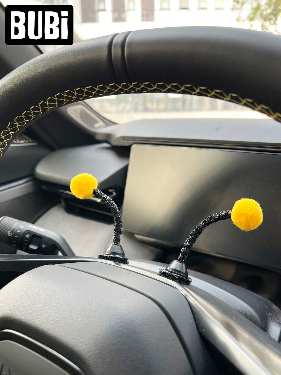 2Pcs Cute Car Steering Wheel Ornaments Deciration Sticker For Women Girls Valentine's Day Birthday Gifts Bee Antennae Universal Decoration Interior Accessories Stuff