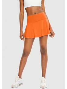 Pleated Tennis Skirt For Women With 4 Pockets Women's High Waisted Athletic Golf Skorts Skirts For Running Casual, Lightweight Athletic Golf Skorts Skirts - 橘色 - 查看 2