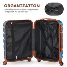 Large Capacity ABS Hardside Luggage Set, 16/20/24/28 Inch Spinner Suitcases + 2 Travel Bags + 1 Cosmetic Case, 7-Piece Set For Holiday Travel, Business Commutes, Valentine's Day Getaways, Spring Travel Luggage Case Luggage Suitcase Luggage With Wheels Carry On Suitcase Travel Luggage Suitcase Bag Durable Clothes Storage For Business Holiday Essentials Cruise Essentials - Azure Brown - View 8
