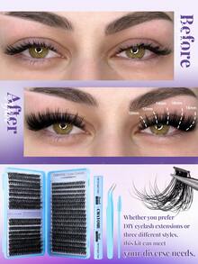 720片单根假睫毛套装,高容量,30D/40D/50D,D型卷翘,长度10-18毫米。DIY簇状假睫毛,打造自然妆效,令睫毛浓密纤长。超柔软、轻盈、可重复使用。单根分段式假睫毛。这款假睫毛套装可打造漫画风格睫毛。 - 彩色 - 查看 8