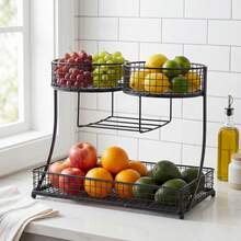 Senmeo 1PC 3-Tier Black Heart-Shaped Fruit Basket Bowl, Countertop Storage & Display Rack For Fruits/Vegetables/Snacks, Picnic/Wedding/Party Holiday Gift - 雙頭款 - 查看 3