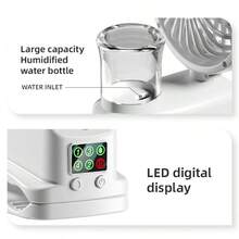 OBOVAY Ventilateur brumisateur portable multifonctionnel avec clip, angle réglable, 4 vitesses de vent, rechargeable USB, ventilateur rafraîchissant et humidifiant pour étudiant, bureau, maison, voiture, voyage, extérieur, 800 mAh - à clip - Voir 9