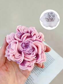Handmade 3D Buttercup Ranunculus Shape Silicone Mold Austin Rose Flower Blossom Aromatherapy Candle Soap Gypsum Mold DIY Home Fragrance Stone Crystal Epoxy Resin Drip Glue Mold Floral Design Gifts Plaster Crafts Durable Decor Mold - White Silicone Mold - View 1