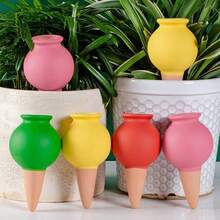Bộ 4 giá tưới cây tự động, giá đỡ bằng gốm tự tưới, hệ thống tưới nhỏ giọt trong nhà và ngoài trời cho cây trồng trong chậu và hoa, bình tưới chậm chăm sóc cây khi đi nghỉ mát. - A - Xem 4