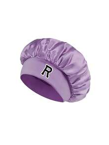 1 件装女士紫色缎面发帽，印有 A-Z 字母，奢华闪亮时尚头套，适合日常护发、居家洗发、夜间造型、通勤装扮、约会装扮和度假旅行。 - 淺紫色 - 查看 8