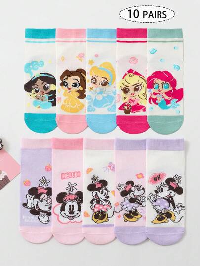 Disney 10/5 Đôi tất lưới cao đến bắp chân cho bé gái/trẻ em, màu trắng, đen, hồng, xanh dương, tím, vàng, kaki, phối màu, nhiều màu sắc, chắp vá, tất mắt cá chân, kiểu dáng cổ điển, hoạt hình, Bạch Tuyết, Công chúa, Nàng tiên cá, Bông tuyết, Chữ cái, Số, Ngôi sao, Họa tiết chấm bi, Phong cách thường ngày, Thể thao, Dễ thương, Mùa xuân hè, Phù hợp cho học sinh, bé gái, mặc hàng ngày, mùa tựu trường, Thời trang đa năng, Học kỳ mới, Trở lại trường học