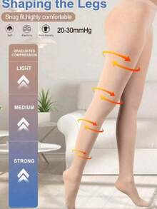 女士20-30mmHg中度压力连裤袜，透气柔软，高腰性感打底裤，舒适 - 彩色 - 查看 1