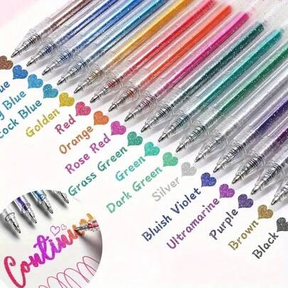 24pcs Color Changing Glitter Gel Pens, Sparkly Highlighter Markers, Ideal For Office, School, Art, DIY, Gifts For Birthday, Christmas, Halloween, Valentine's Day, New Year, Easter [12pcs Pens + 12pcs Refills]