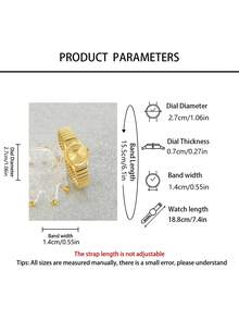 [Juego de 4 piezas] Reloj de cuarzo con tono dorado para mujer con pulsera de acero, emparejado con un conjunto de pulseras con diseños de corazón, cristal y símbolo del infinito. Clásico y elegante, este es un regalo refinado para el día a día para una mejor amiga, novia o madre. No incluye caja de regalo. - Dorado - Ver 6