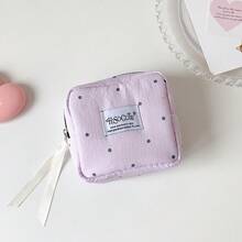 1 pieza Bolsa de maquillaje minimalista para estudiantes, organizador de toallas sanitarias, bolsa esencial de viaje para auriculares rojos - Multicolor - Ver 15