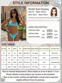 Conjunto de bikini con estampado de leopardo, cuello en V y correas ajustables, estilo bohemio para la playa, vacaciones, citas, fiestas, uso casual y elegante - Multicolor - Ver 6