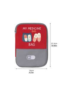 Bolsa médica portátil con "Mi bolsa de medicamentos" y patrón de pastillas, botiquín de primeros auxilios compacto, bolsa de medicamentos conveniente - Multicolor - Ver 9