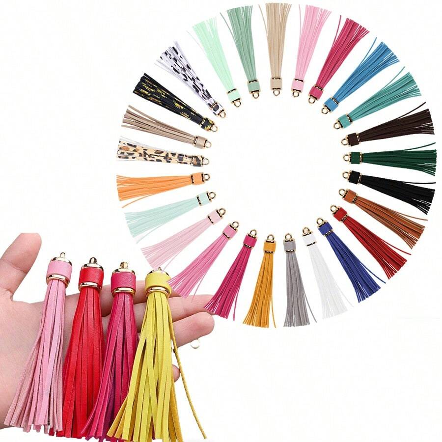 2026 New Colorful Long PU Leather Tassel Pendant, Women's Bag Charm, Cute Tassel Keychain Accessory, Suitable For Home Decor, DIY Clothing, Handbags, Bag Decoration, Keychains, Jewelry Accessories - Multicolor - View 1