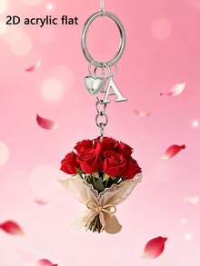 Elegant 2d Flat Acrylic Rose Bouquet,Lightweight Flower Ring, Letter Heart Pendant, Valentine's Day Flower Bouquet Pendant,Fun Ornament, Backpack Accessory, Fashion Pendant, Home Decoration, For Car Decorations And Charms, Headphone Charms, Bag Charms, Accessory Gift, Perfect Gift For Family And Friends, Mother's Day, Valentine's Day Gifts, Birthday Gifts, Party Gifts, Anniversary Gifts, Wedding Gifts - Multicolor - View 4