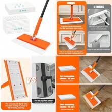 Sweeper Mop Compatible With  Pads 2-In-1 Starter Kit For Multi Surface Cleaning Disposable Floor Duster 10 Dry Sweeping Cloths 10 Wet Mopping Refills For Kitchen Wall Window - Quả cam - Xem 1