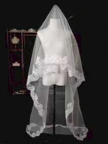 Khăn voan cô dâu dài màu trắng ren, phụ kiện chụp ảnh cưới, khăn voan ngang vai, trang phục mùa thu, mùa hè, đi biển cho phụ nữ. - Nhiều màu - Xem 6