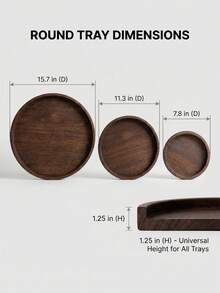 Minimalist Round Wooden Tray, Aesthetic Decorative Catchall Tray For Coffee Table, Vanity Perfume Organizer, Boho Home Room Decor - Dark Brown - View 4