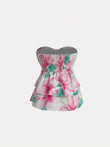 Áo croptop quây buộc dây kiểu boho gợi cảm họa tiết hoa mùa hè dành cho nữ - Nhiều màu - Xem 4