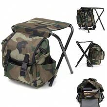Luminpool 2-In-1 Camouflage Folding Backpack Chair, Portable Camping Stool With Storage For Fishing, Hiking & Picnics - 1PC - View 9